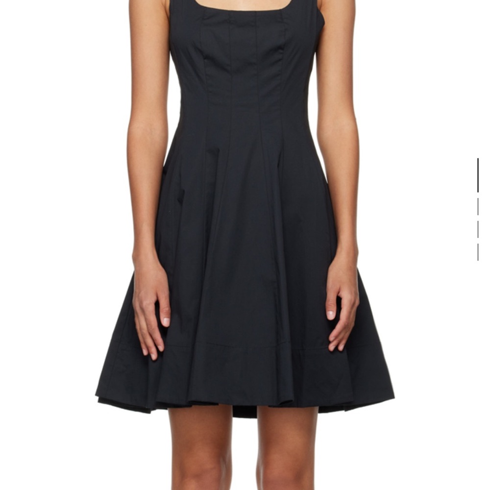 STAUD Black Sleeveless Fit and Flare Mini Dress